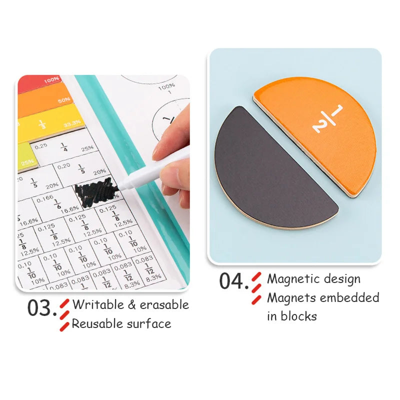 Wooden Magnetic Fraction for Grade 3+ Math Learning