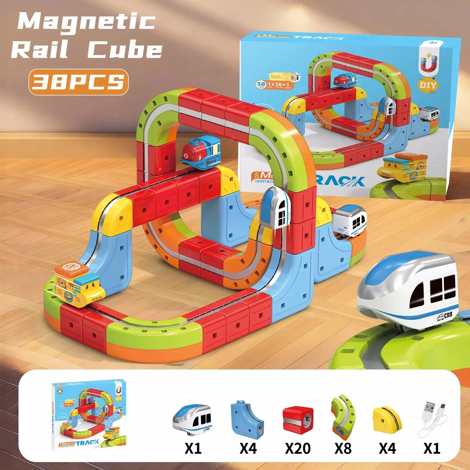 Electric Magnetic Track Train set for Kids Ages 3-8