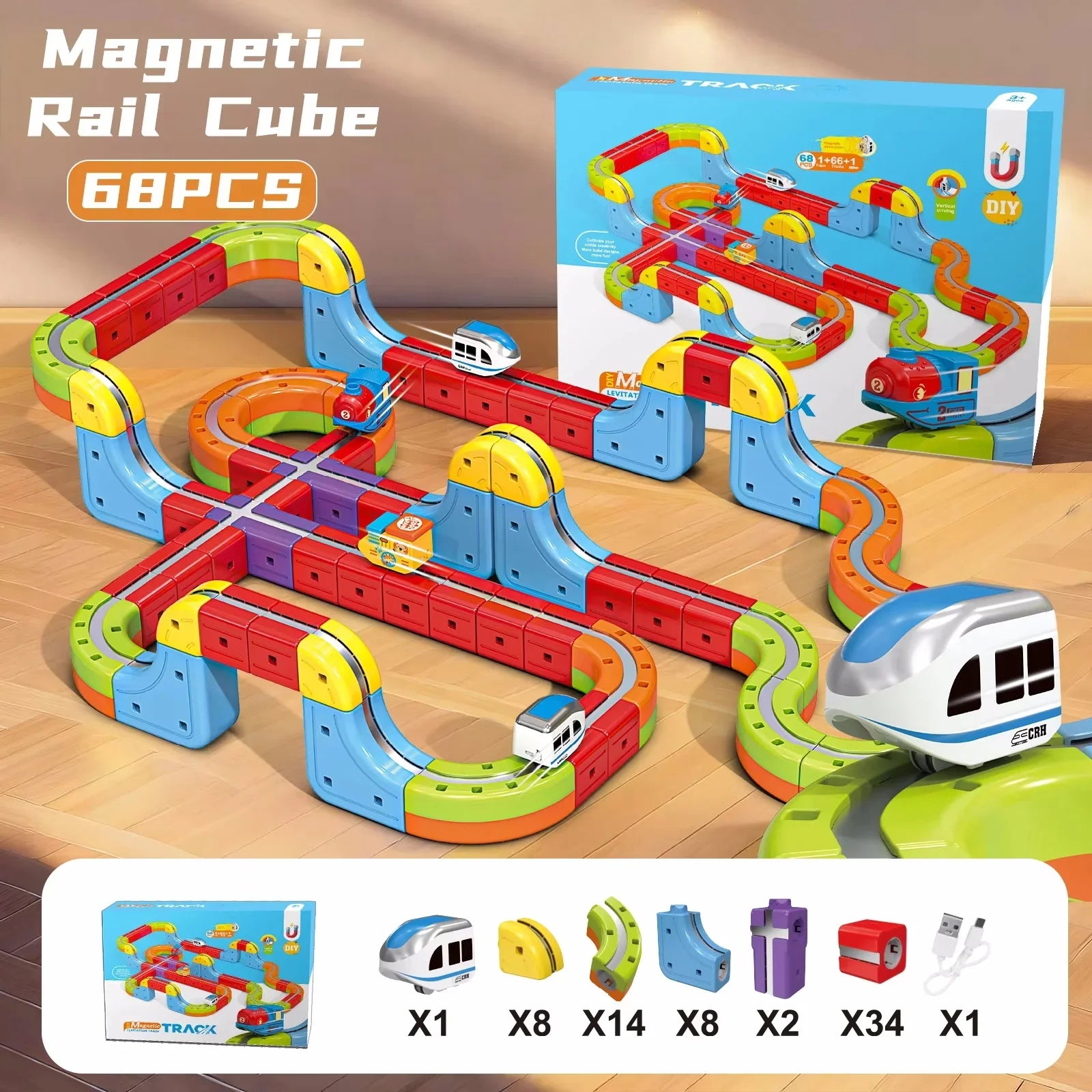 Electric Magnetic Track Train set for Kids Ages 3-8