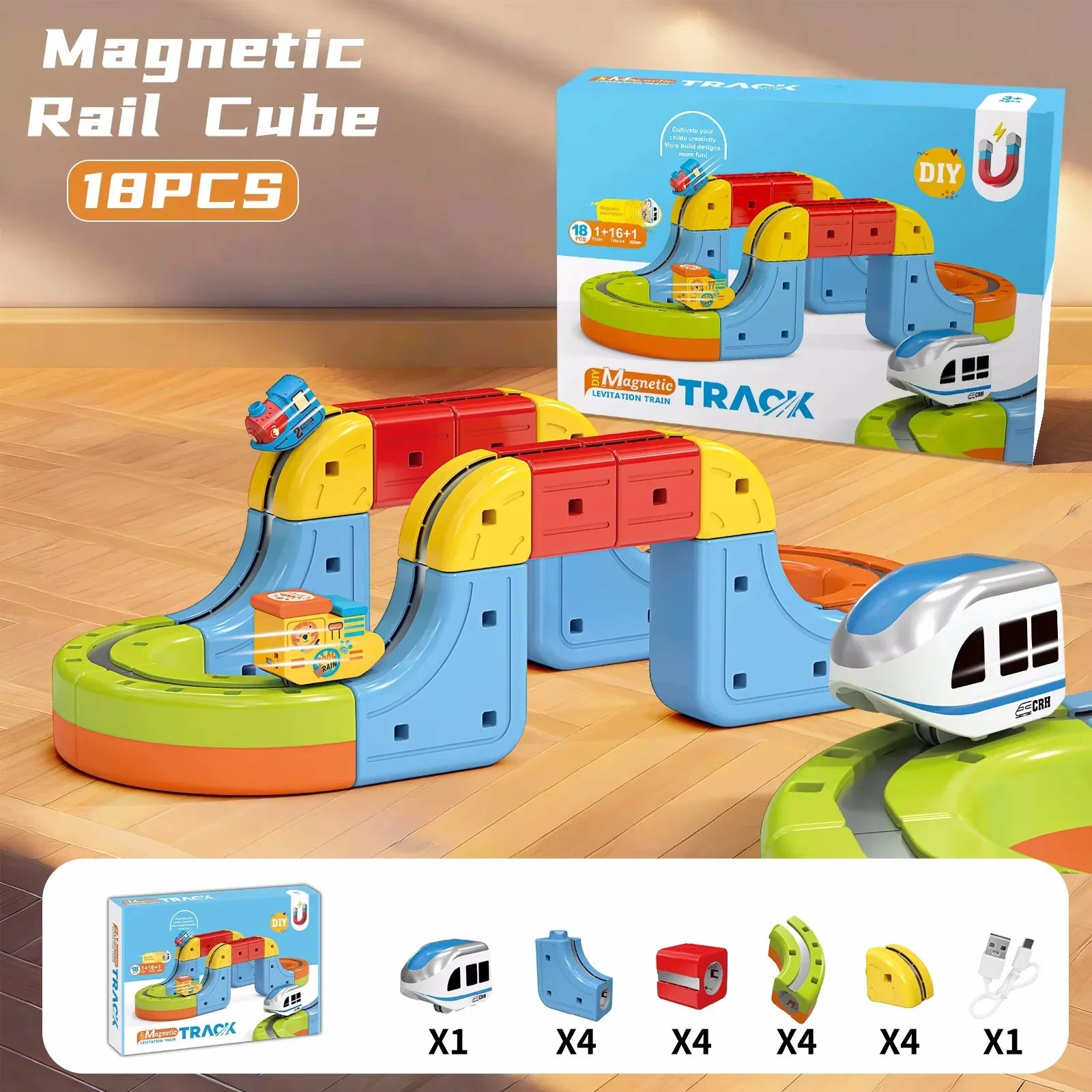 Electric Magnetic Track Train set for Kids Ages 3-8
