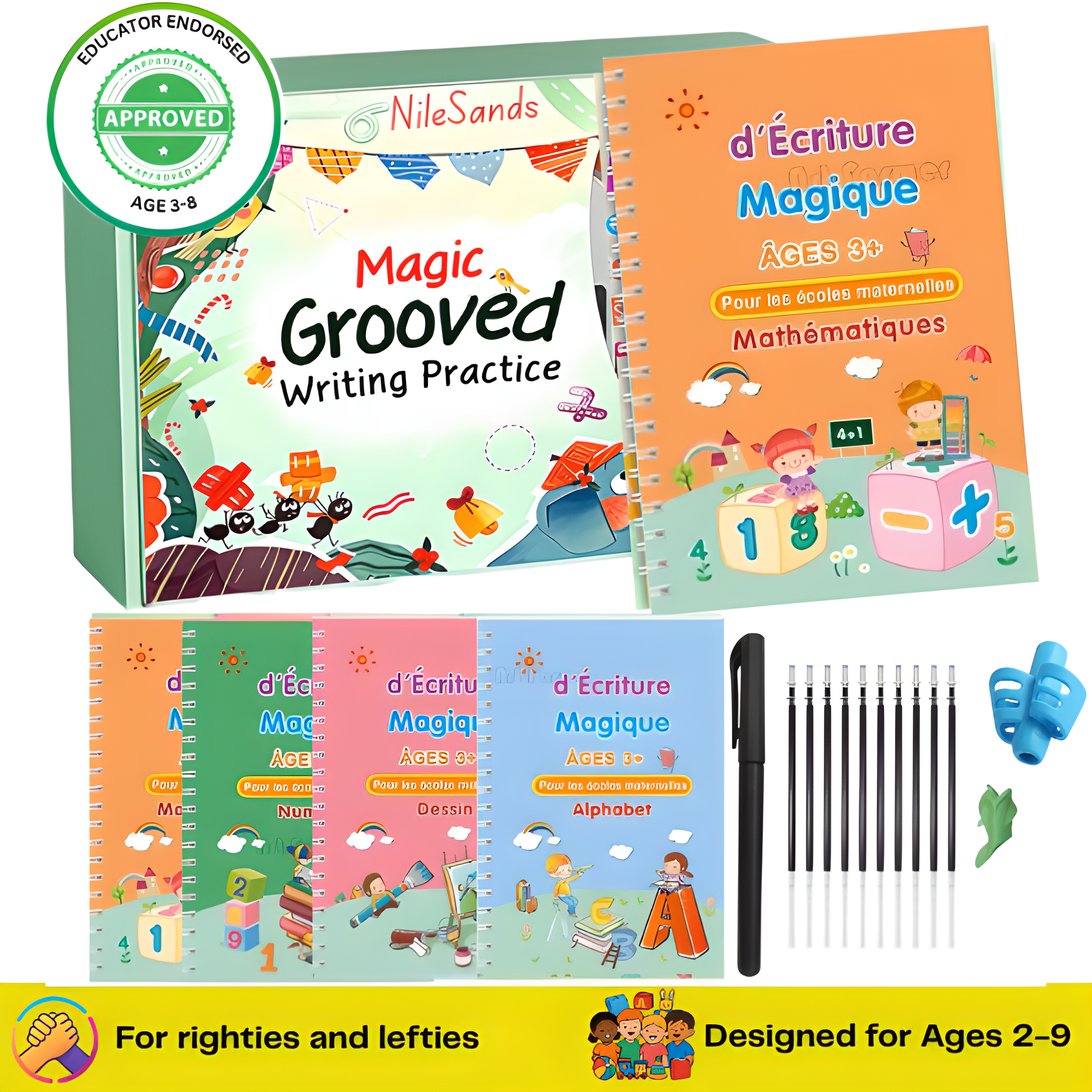 NileSands Reusable Grooved Handwriting Workbook for Kids
