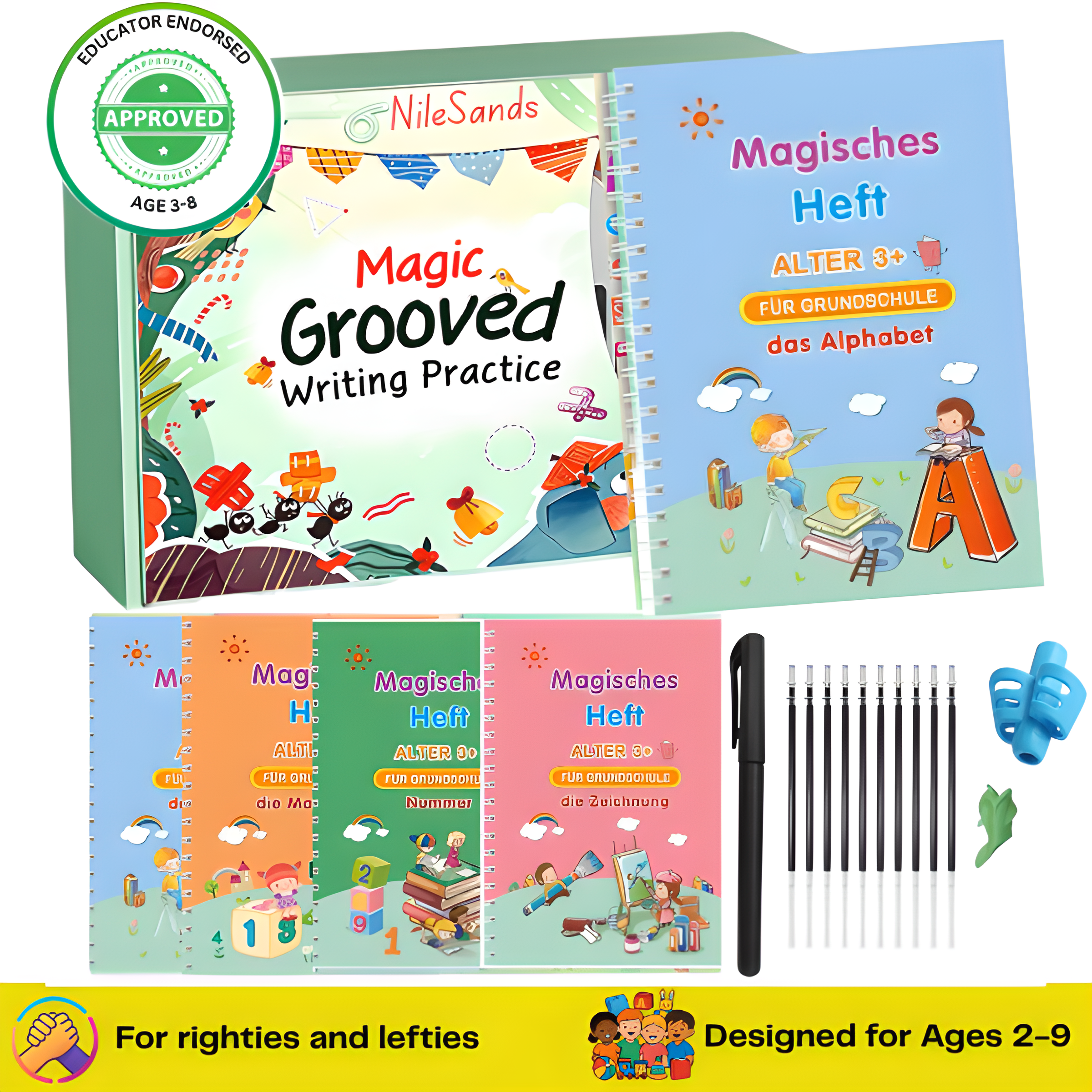 NileSands Reusable Grooved Handwriting Workbook for Kids